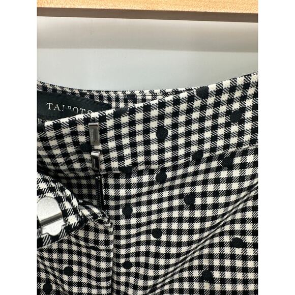 Talbots Dress Pants Women 2 Black White Wool Gingham Polka Dot Bow Ankle Detail - Picture 7 of 9